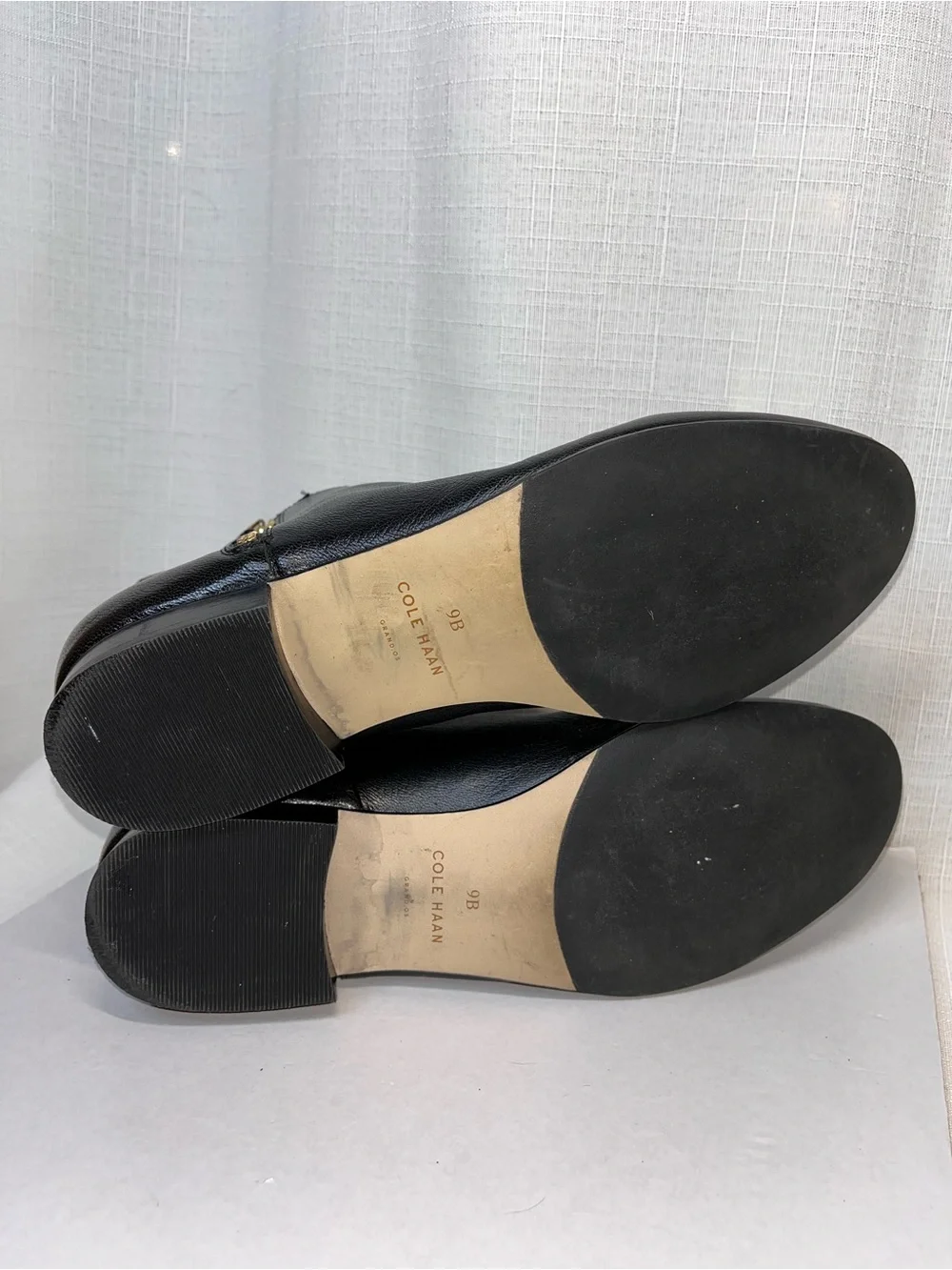 COLE HAAN GRAND.OS Soft Pebbled Leather Boots w/ Sleek Almond Toe & Low Heel